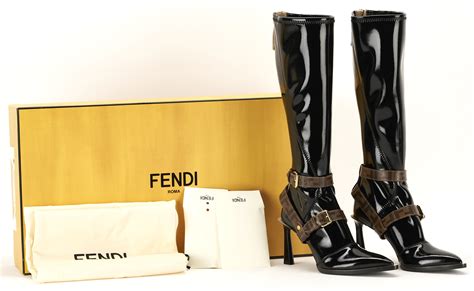 fendi boots with heel|Fendi patent knee high boots.